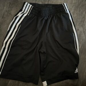 adidas Kids Black Shorts with White Stripes